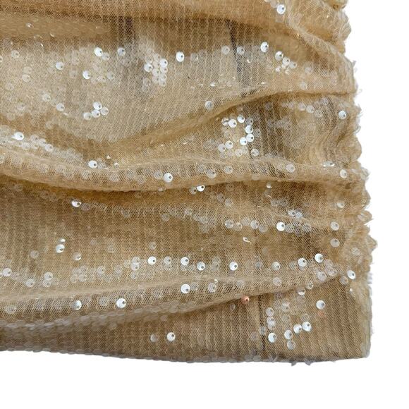 Heiress NWT Nude Cream Sequin Corset Drape Bodycon Mini Holiday Cocktail Dress - Picture 5 of 8